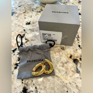 BALENCIAGA Hoop Earrings/ Gold Color - MINT Condition